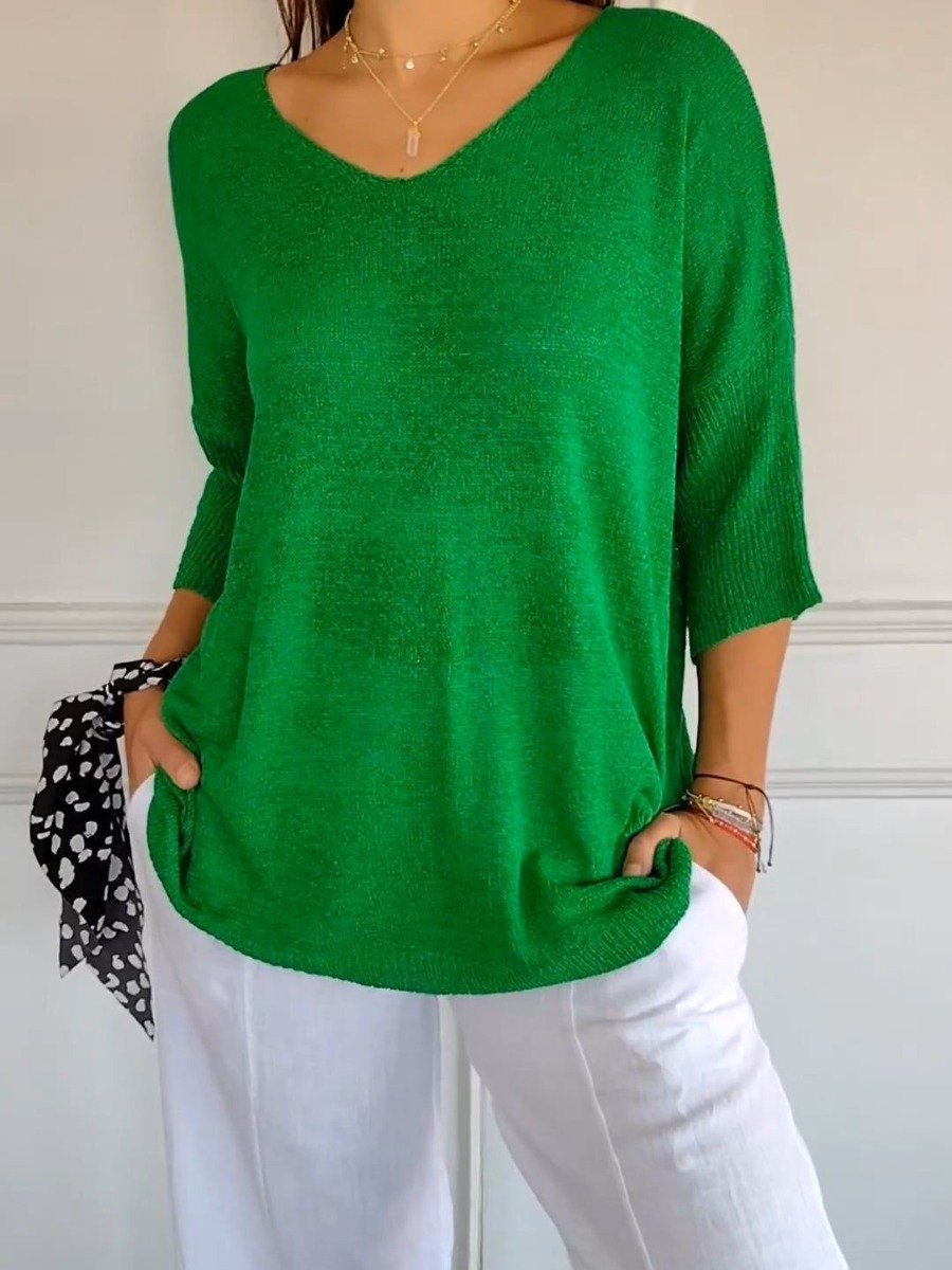 💖ULTIMO GIORNO DI SALDI 50% DI SCONTO🥰Maglia a V in tinta unita