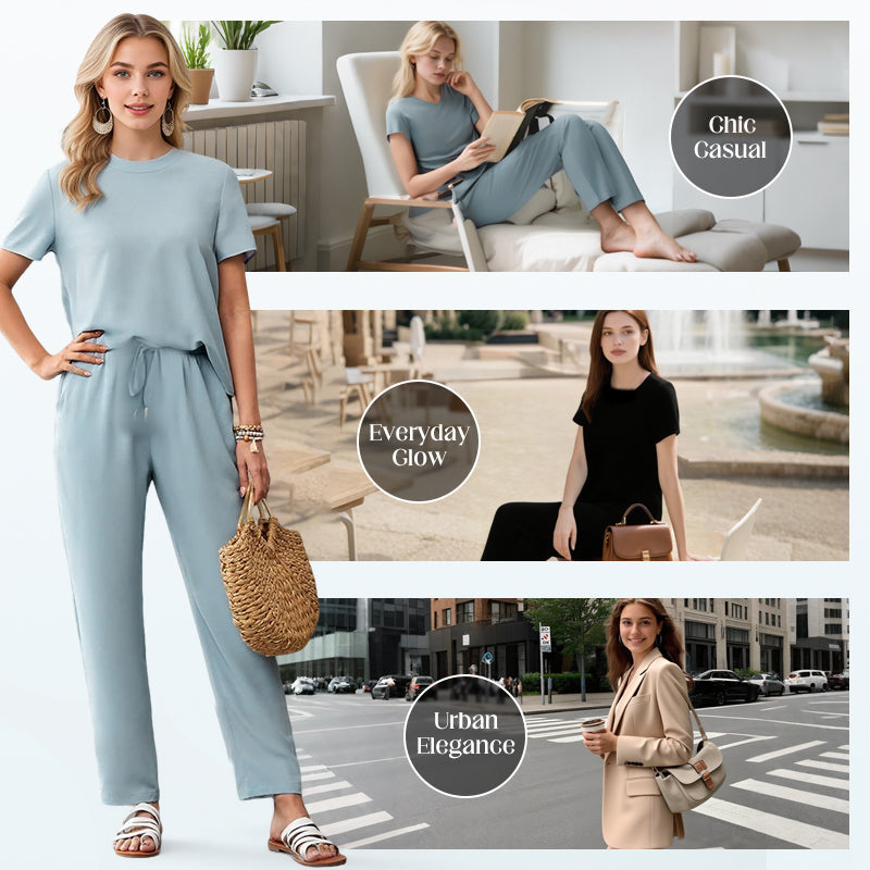 🌸Nuovo arrivo 50% di sconto💖 Set top e pantaloni casual morbidi da donna