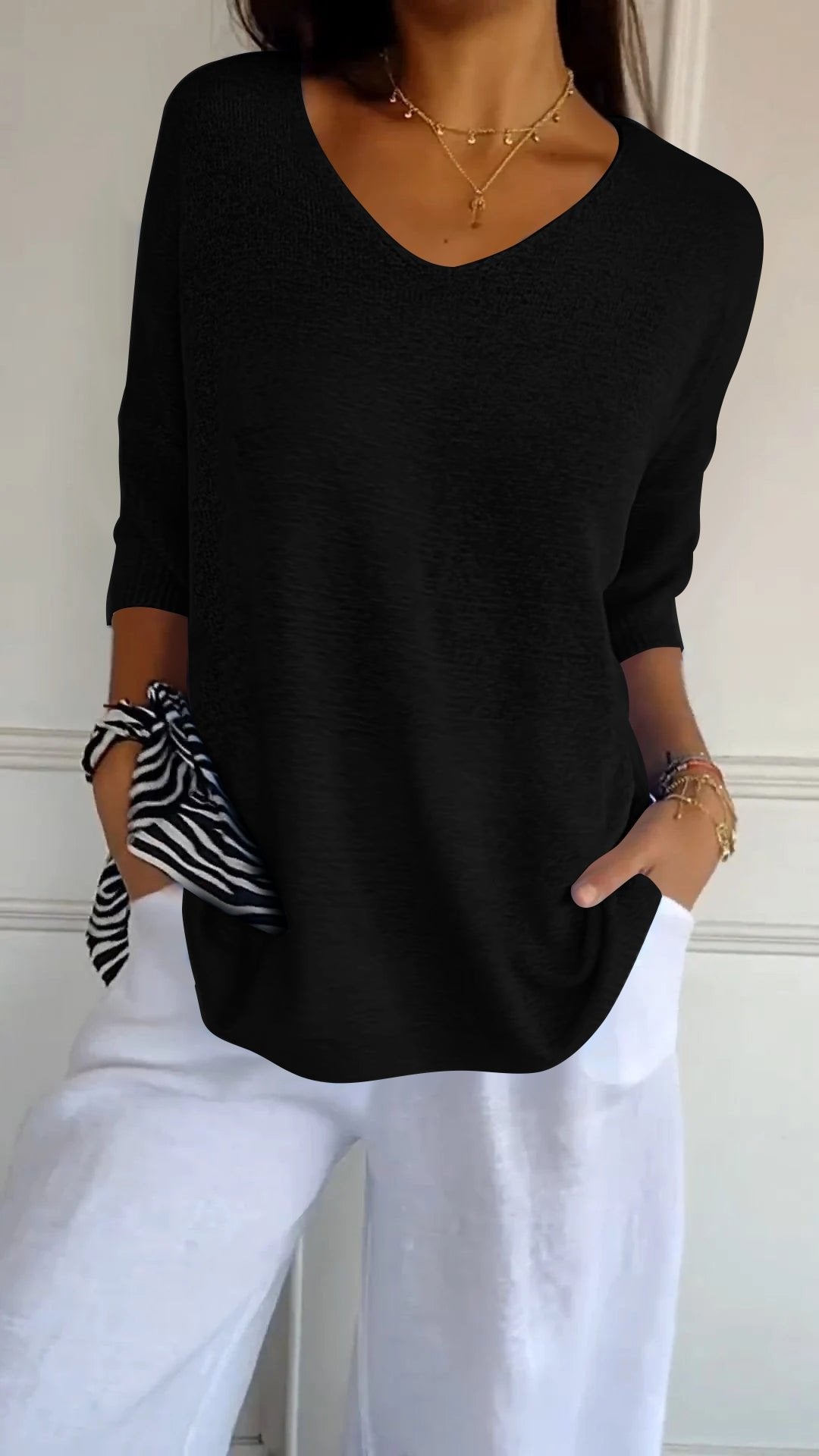 💖ULTIMO GIORNO DI SALDI 50% DI SCONTO🥰Maglia a V in tinta unita