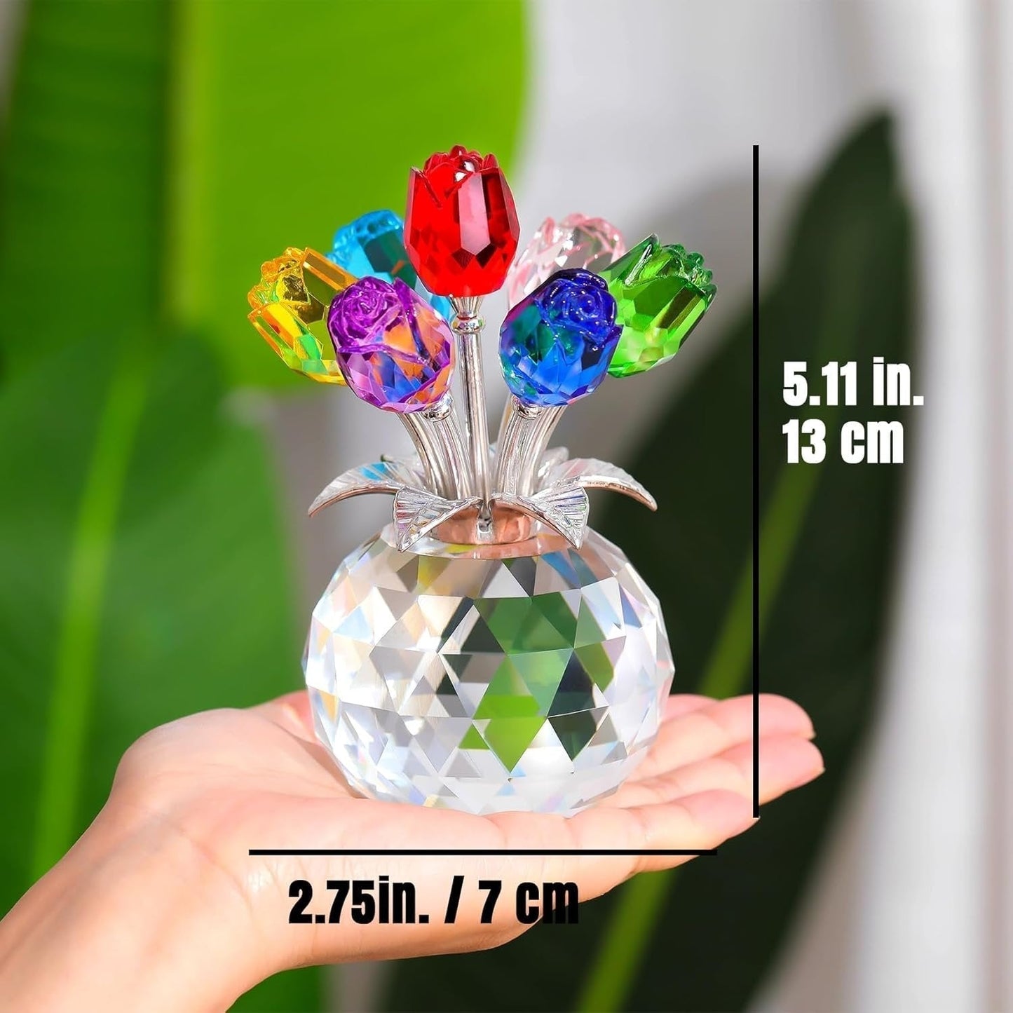 💐 SCONTO DEL 50%! ✨ Statuetta di fiori rosa in cristallo con vaso – Decorazione elegante, fatta a mano e perfetta idea regalo 🎁