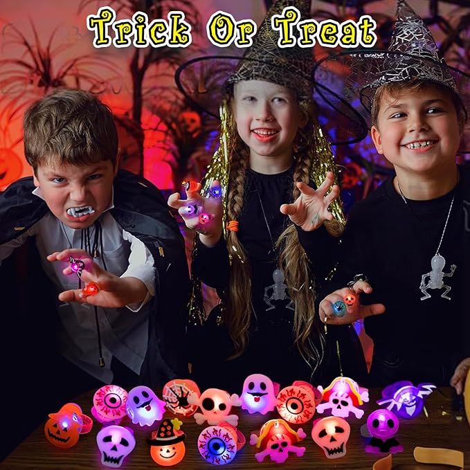 🎁 Anello Luminoso a LED per Halloween 😍 - Confezione da 50 pz