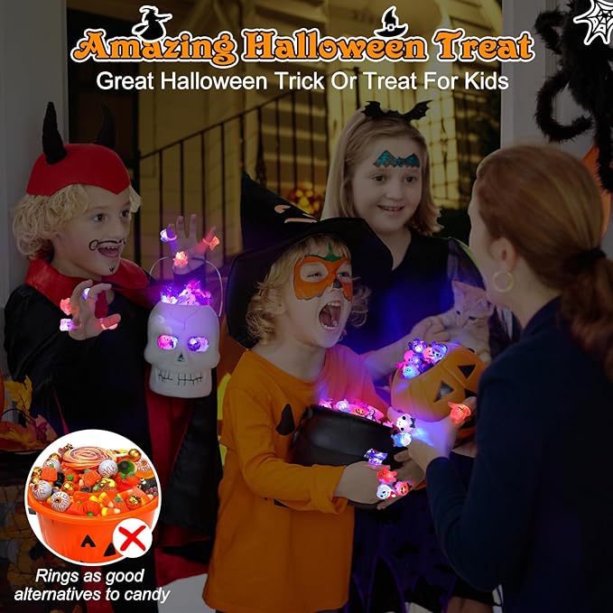 🎁 Anello Luminoso a LED per Halloween 😍 - Confezione da 50 pz