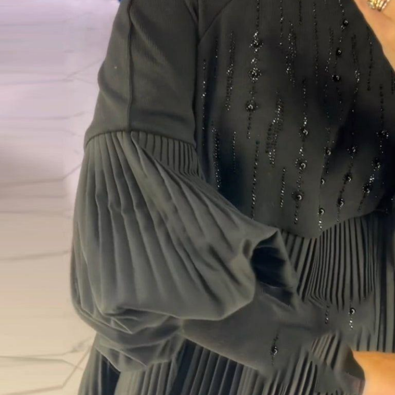🎉 Ultimo Giorno di Promozione - Sconti del 50% 🎉 🌈👗 Abito da Donna Taglie Forti a Manica Lanterna con Colletto Dritto