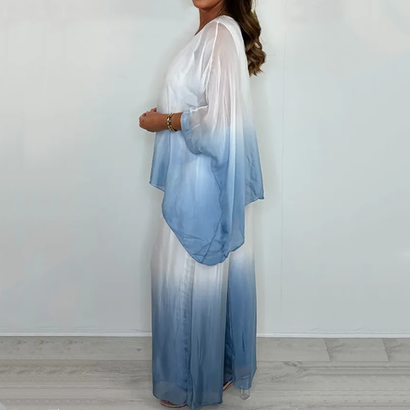 Lockeres, fließendes Oberteil und Hose im Dip-Dye-Mix-Look
