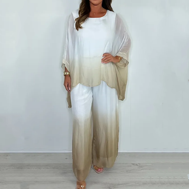 Lockeres, fließendes Oberteil und Hose im Dip-Dye-Mix-Look