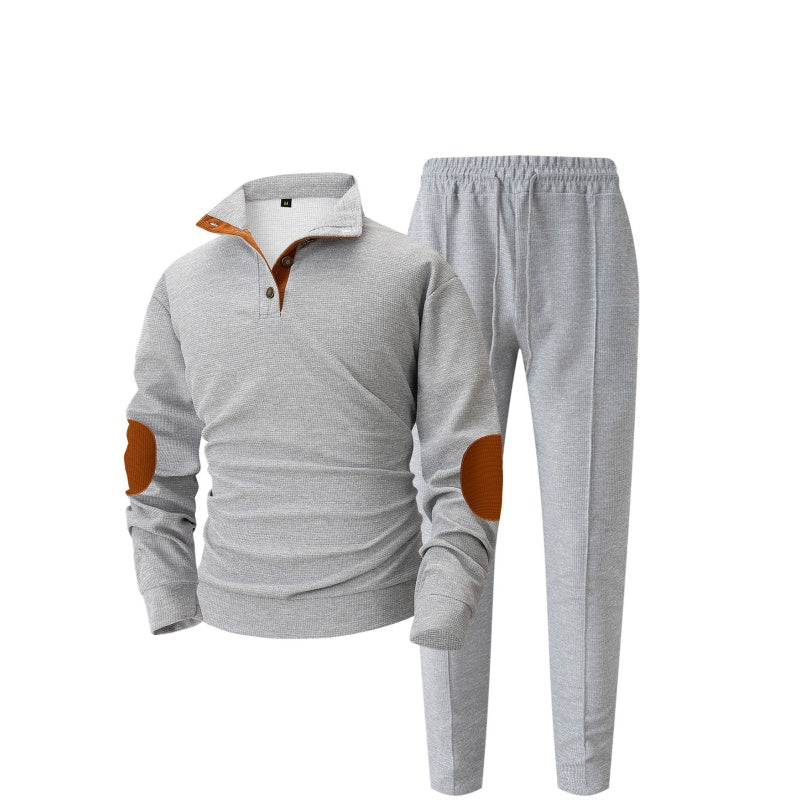 Herren lässiges Set aus Strick-Sweatshirt mit Halbzipper und Hose