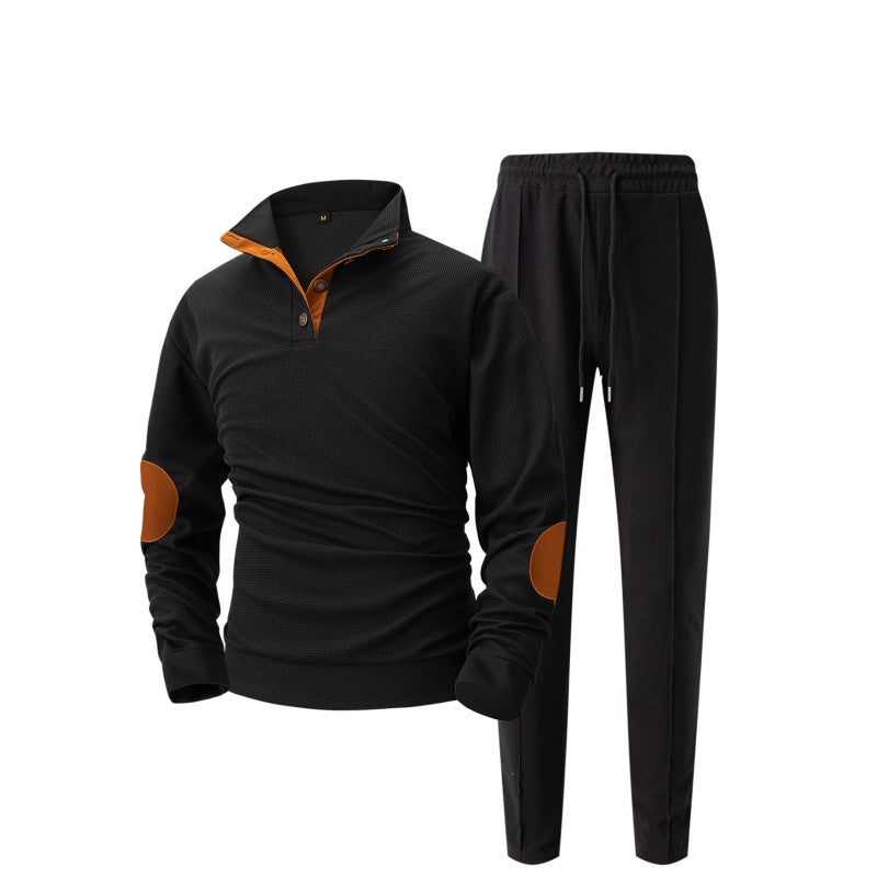 Herren lässiges Set aus Strick-Sweatshirt mit Halbzipper und Hose