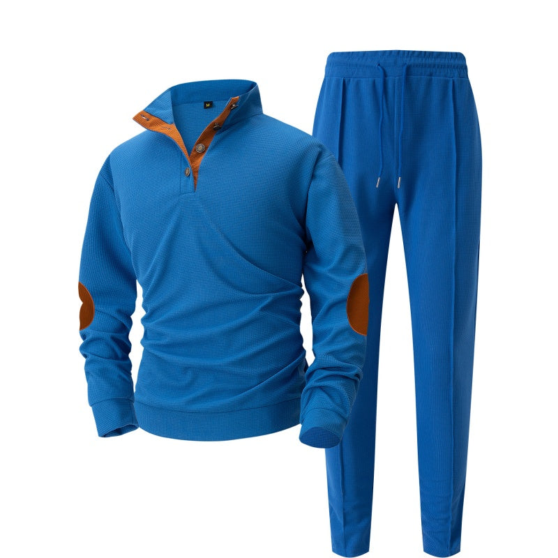 Herren lässiges Set aus Strick-Sweatshirt mit Halbzipper und Hose