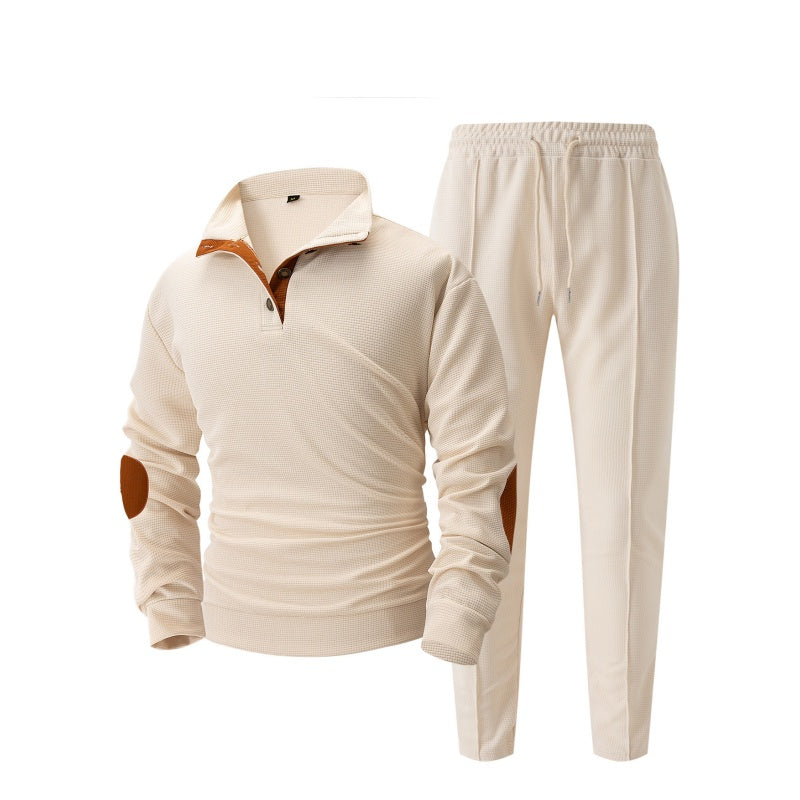 Herren lässiges Set aus Strick-Sweatshirt mit Halbzipper und Hose