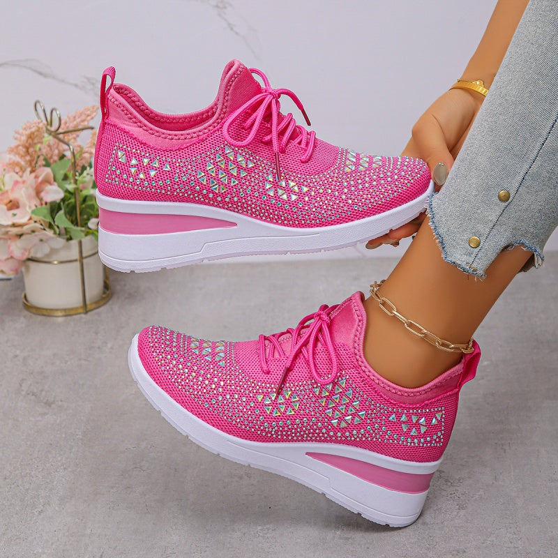 🔥🔥Ultimo giorno di promozione, approfitta del 50% di sconto🔥 Scarpe sportive ortopediche traspiranti da donna, stile casual e alla moda, decorate con strass incastonati.