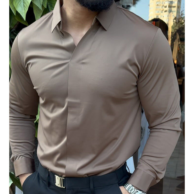 ⏳Collezione Autunno Limited Edition💥Camicia casual slim fit tinta unita da uomo