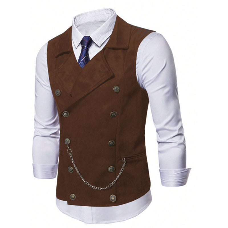 Gilet elegante dal gusto retrò e casual da uomo, vestibilità aderente, ideale da abbinare a un abito o uno smoking.