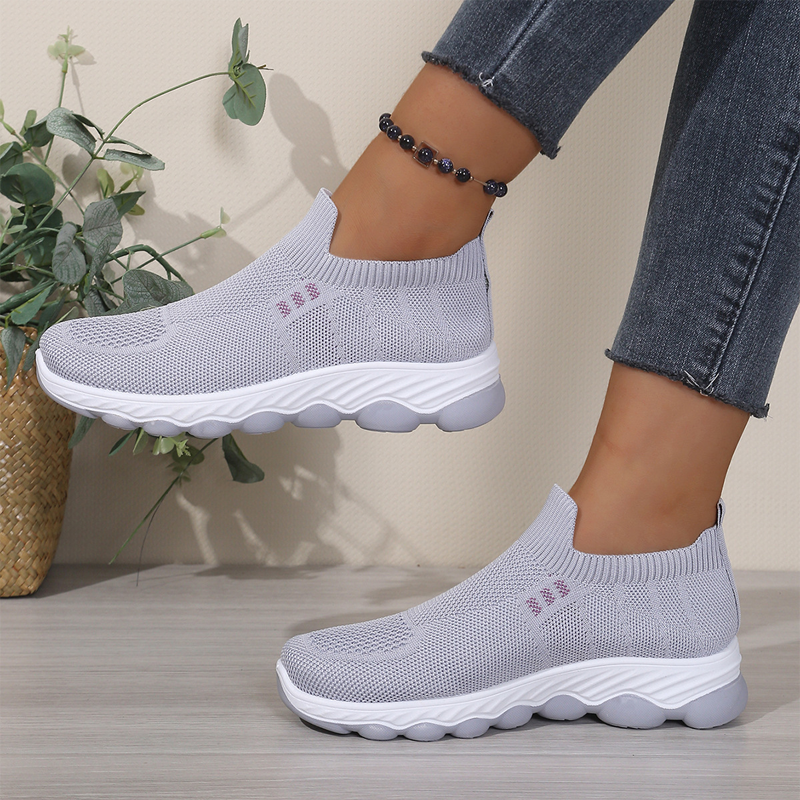 Tênis de caminhada respiráveis para mulheres, do tipo que se calça sem amarrar