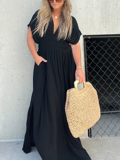 🔥Siste dag for 40% rabatt🔥CUT V-NECK SINGLE MAXI LONG DRESS