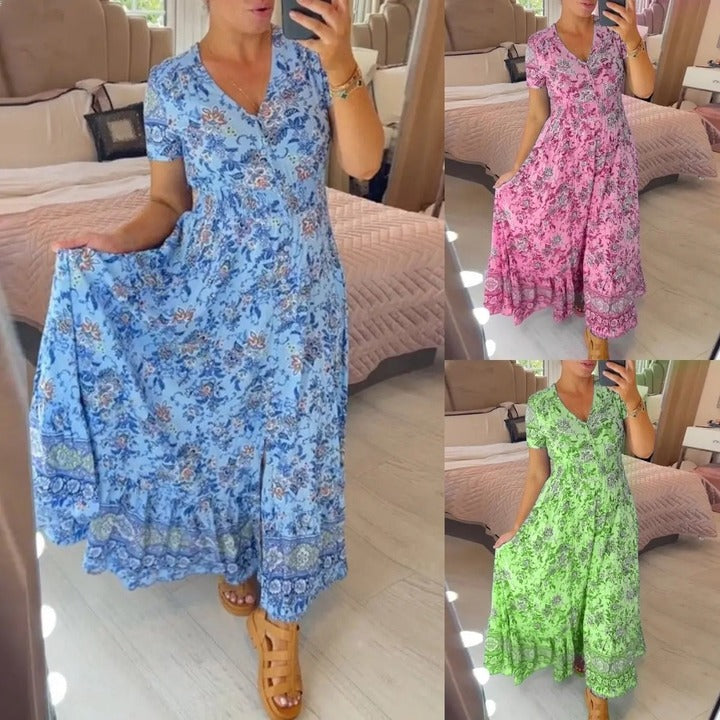 📢📢50% DE DESCONTO!!⏰Vestido com estampa floral e decote em V