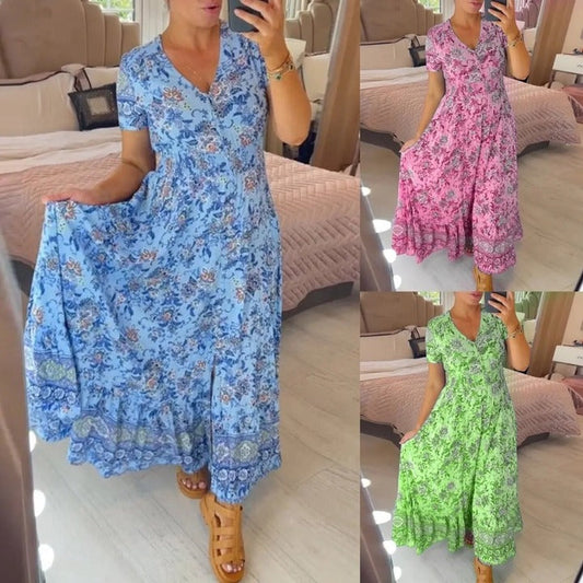 📢📢50% DE DESCONTO!!⏰Vestido com estampa floral e decote em V