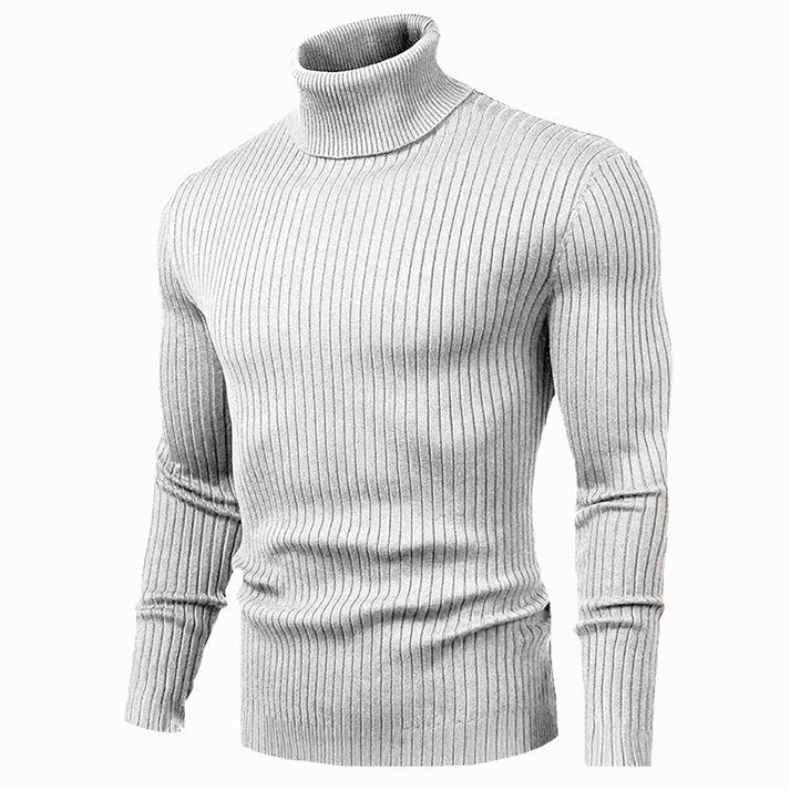 Genser med turtleneck og smal passform for menn Mykstrikket basic genser for menn