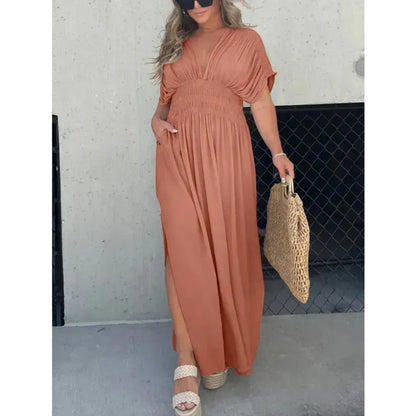 🔥Siste dag for 40% rabatt🔥CUT V-NECK SINGLE MAXI LONG DRESS