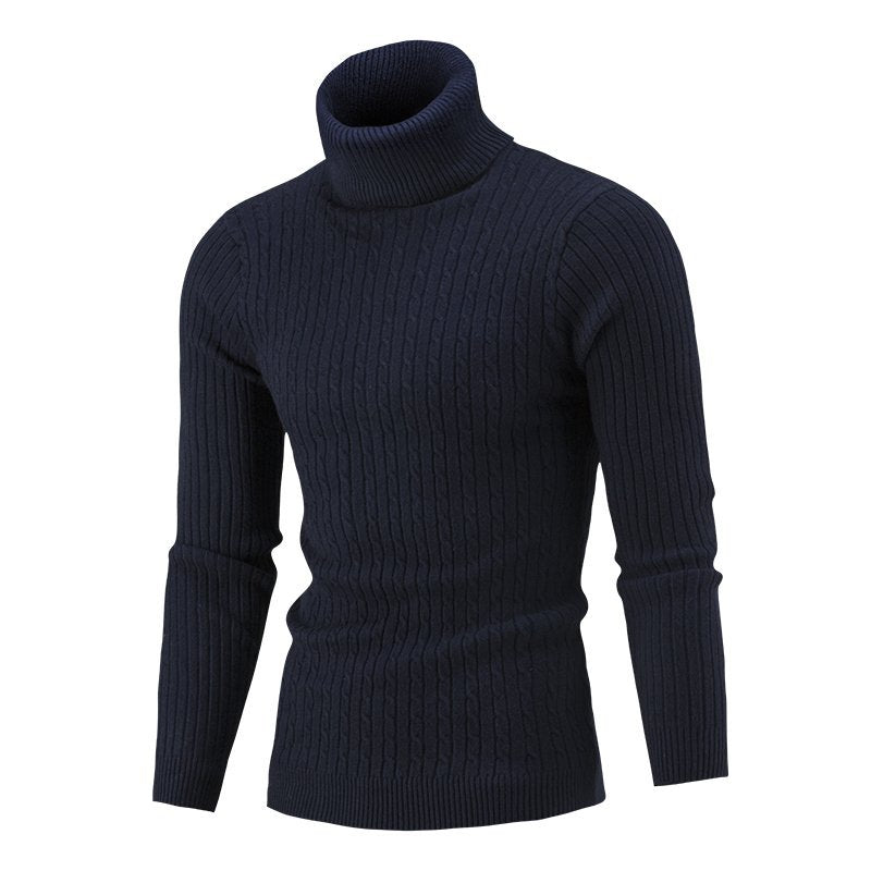 Genser med turtleneck og smal passform for menn Mykstrikket basic genser for menn