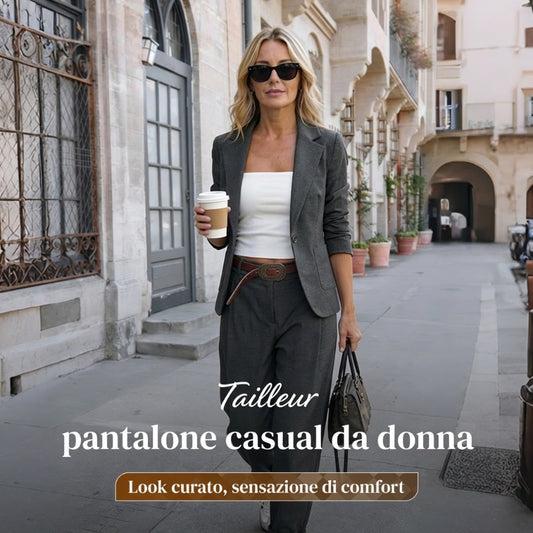Giacca con colletto da donna + pantaloni - Elegante completo da lavoro