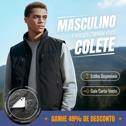 ⏰Promoção por tempo limitado: 49% de desconto🔥🧥Jaqueta sem mangas oversized masculina com bolsos