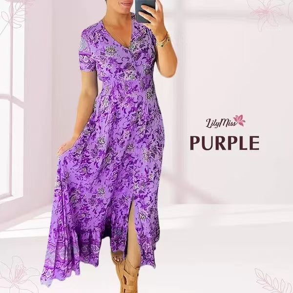 📢📢50% DE DESCONTO!!⏰Vestido com estampa floral e decote em V