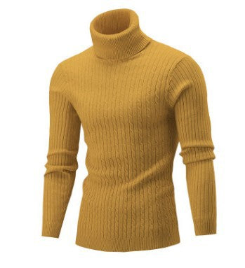 Genser med turtleneck og smal passform for menn Mykstrikket basic genser for menn