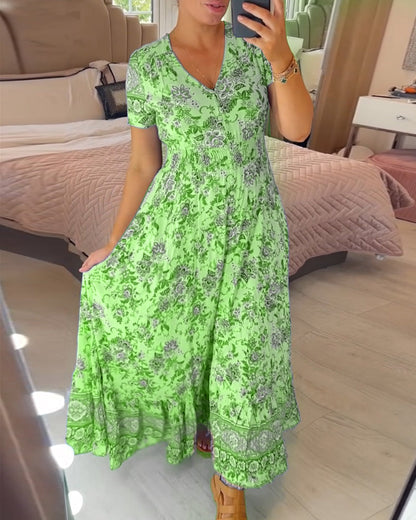 📢📢50% DE DESCONTO!!⏰Vestido com estampa floral e decote em V