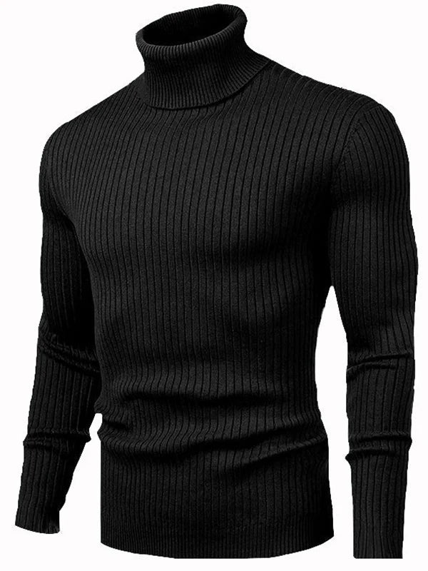 Genser med turtleneck og smal passform for menn Mykstrikket basic genser for menn