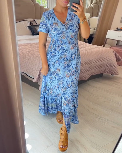 📢📢50% DE DESCONTO!!⏰Vestido com estampa floral e decote em V