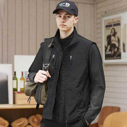 ⏰Promoção por tempo limitado: 49% de desconto🔥🧥Jaqueta sem mangas oversized masculina com bolsos
