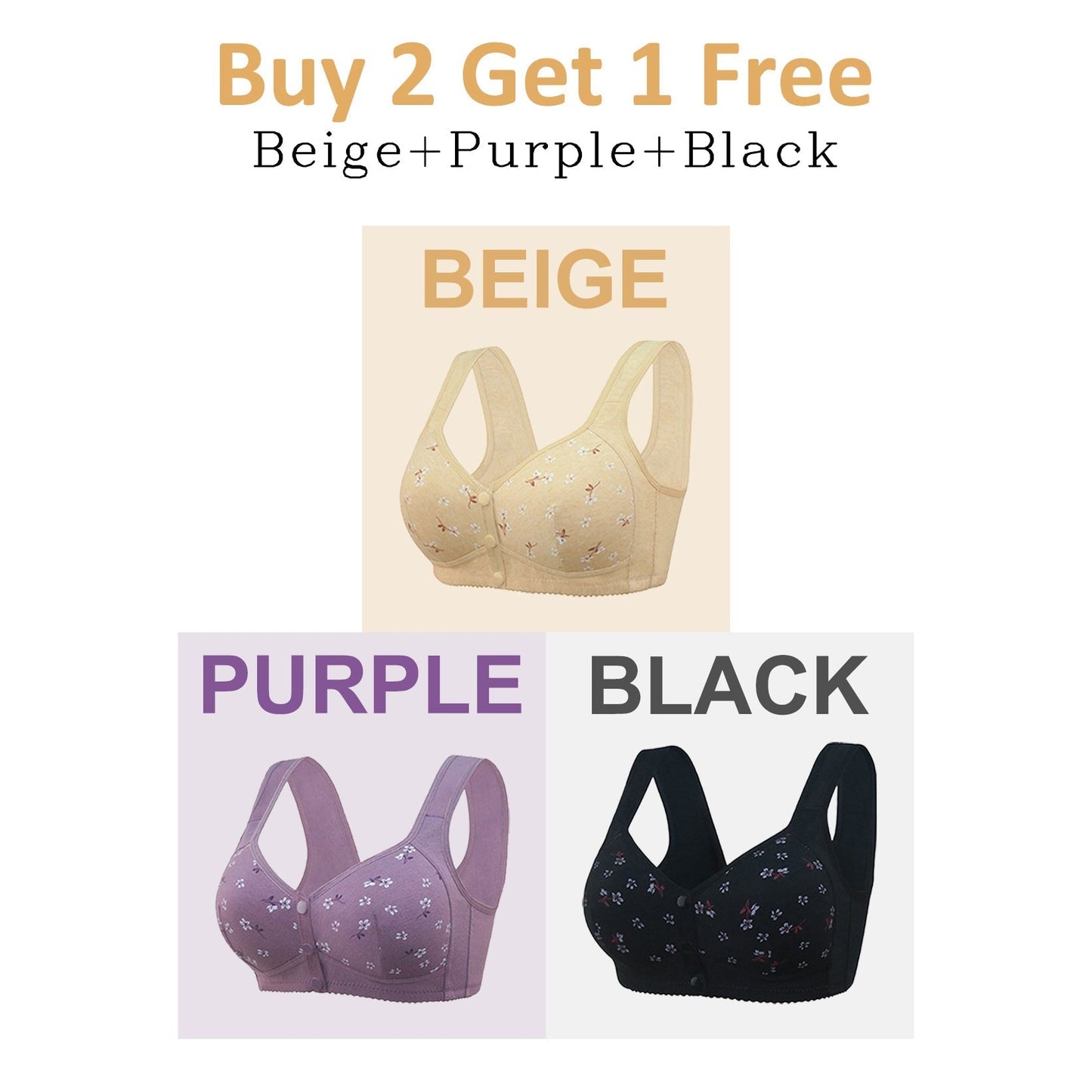 🌹Buy 1 Get 2 Free🌹LAST DAY SALE 49% OFF - Comfortable & Convenient Front Button Bra