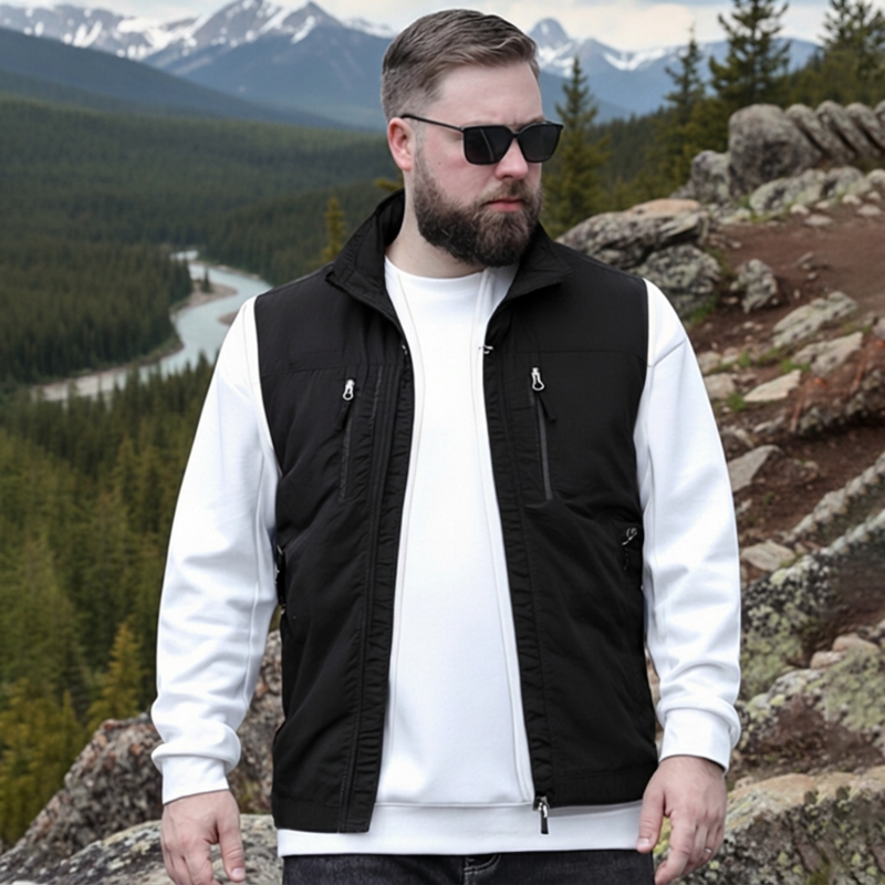 ⏰Promoção por tempo limitado: 49% de desconto🔥🧥Jaqueta sem mangas oversized masculina com bolsos