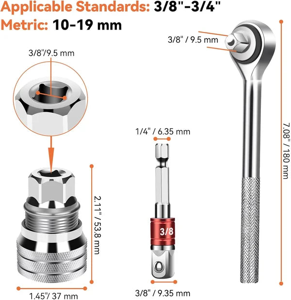 10 mm-19 mm multifunksjonelt hylsesett