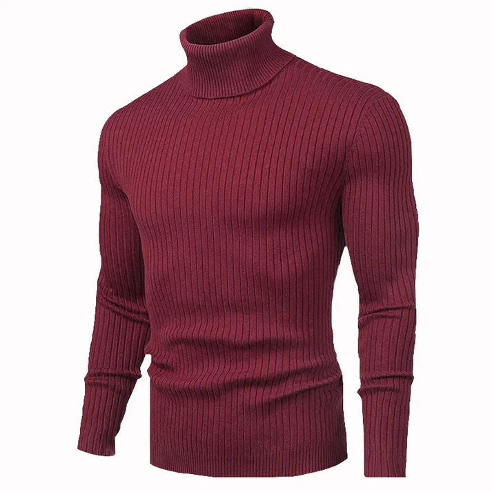 Genser med turtleneck og smal passform for menn Mykstrikket basic genser for menn