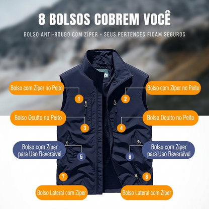 ⏰Promoção por tempo limitado: 49% de desconto🔥🧥Jaqueta sem mangas oversized masculina com bolsos