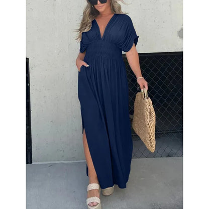 🔥Siste dag for 40% rabatt🔥CUT V-NECK SINGLE MAXI LONG DRESS