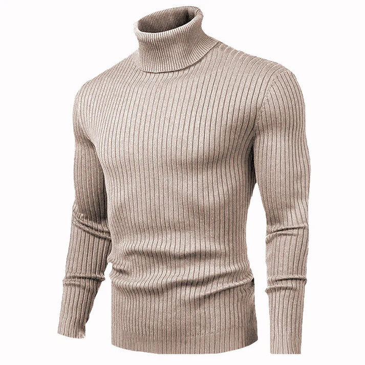 Genser med turtleneck og smal passform for menn Mykstrikket basic genser for menn