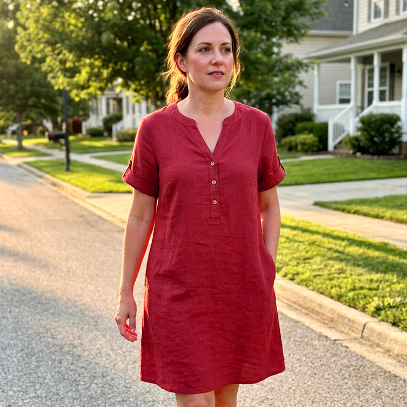 🏖️Summer Hot Sale 60% OFF🏝️👗Women's V-Neck Tunic Dress – Relaxed Fit, Pockets & Breathable