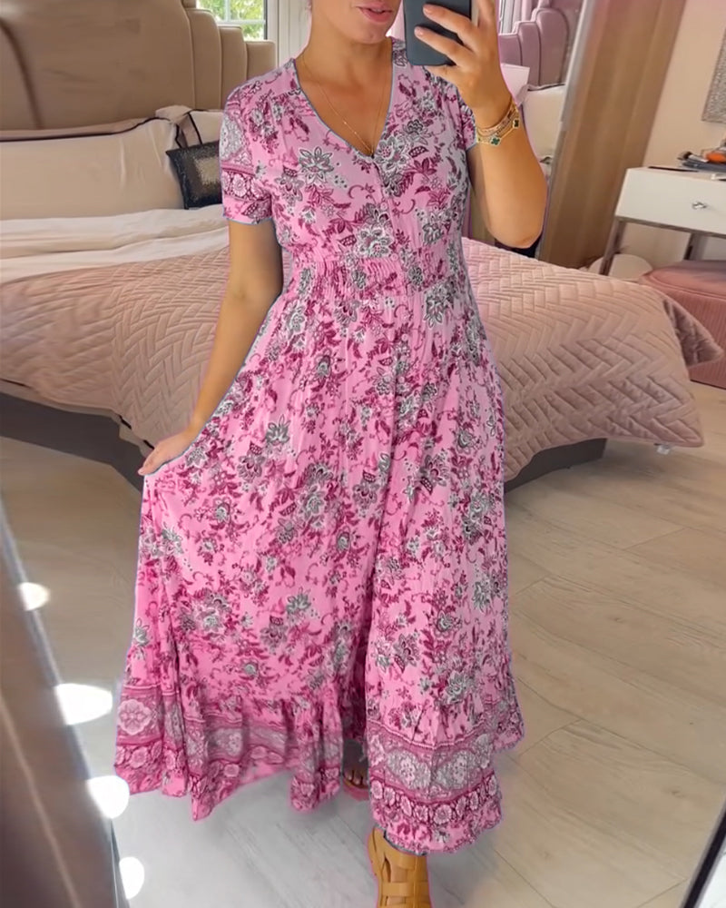 📢📢50% DE DESCONTO!!⏰Vestido com estampa floral e decote em V
