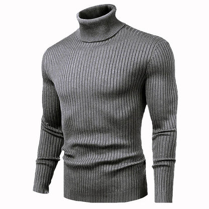 Genser med turtleneck og smal passform for menn Mykstrikket basic genser for menn