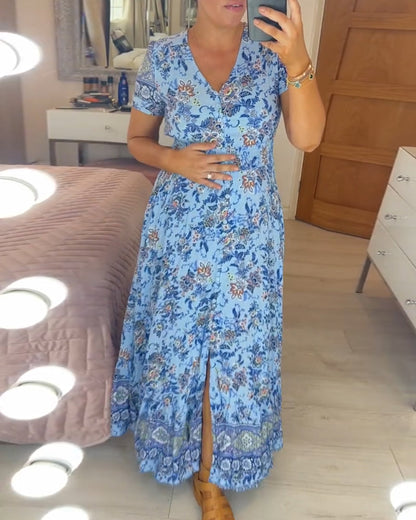 📢📢50% DE DESCONTO!!⏰Vestido com estampa floral e decote em V