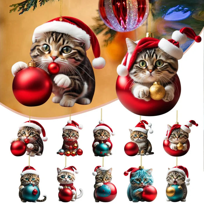 🎄10 pezzi 😻  Decorazioni natalizie per l'albero a forma di gatto. Decorazioni natalizie da appendere a forma di gatto.