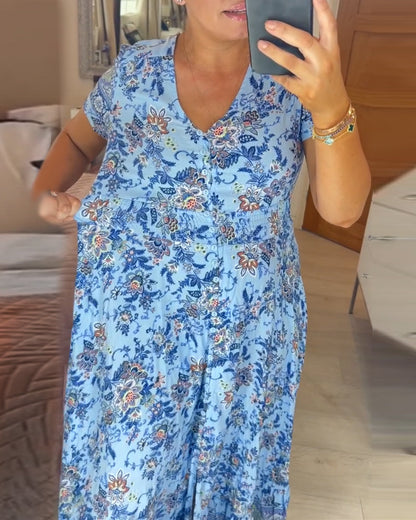 📢📢50% DE DESCONTO!!⏰Vestido com estampa floral e decote em V