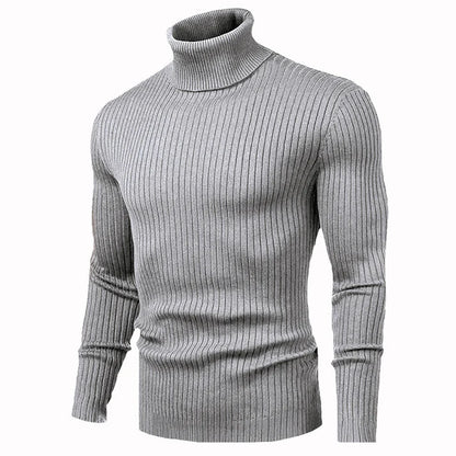 Genser med turtleneck og smal passform for menn Mykstrikket basic genser for menn