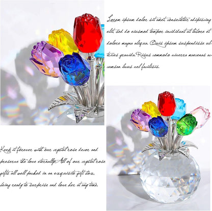 💐 SCONTO DEL 50%! ✨ Statuetta di fiori rosa in cristallo con vaso – Decorazione elegante, fatta a mano e perfetta idea regalo 🎁