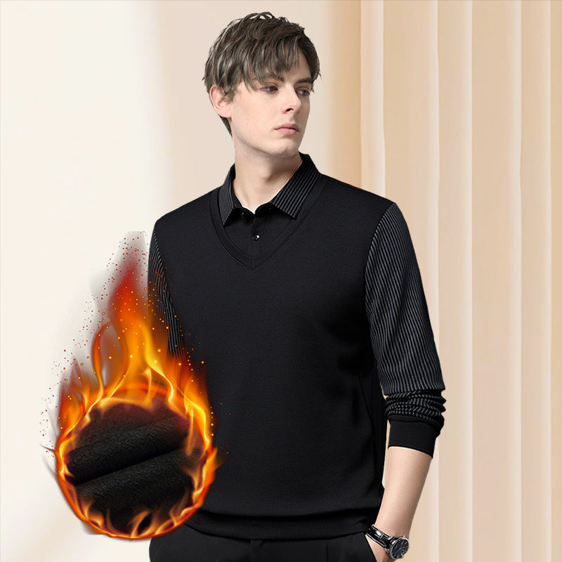 🔥Camisa de duas peças com lapela listrada🤩Compre 2 frete grátis