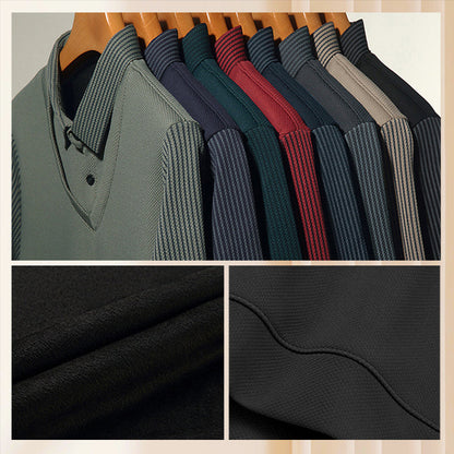 🔥Camisa de duas peças com lapela listrada🤩Compre 2 frete grátis