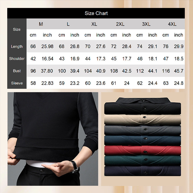 🔥Camisa de duas peças com lapela listrada🤩Compre 2 frete grátis