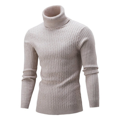 Genser med turtleneck og smal passform for menn Mykstrikket basic genser for menn